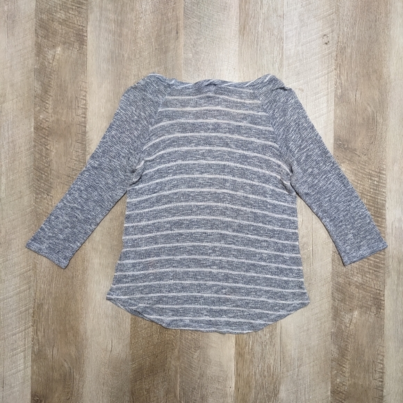 Splendid Gray and White Striped Sweater Top - Picture 3 of 7